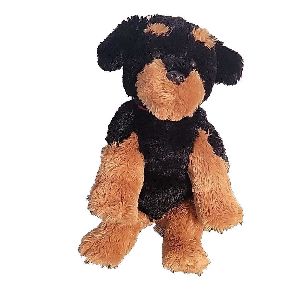 Ty Beanie Buddy Brutus Dog Plush‎ TySilk Rottweiler Black & Brown Puppy Dog 9"